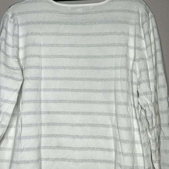 Samantha Grey, silver striped floral, sequin top size medium - Picture 10 of 11